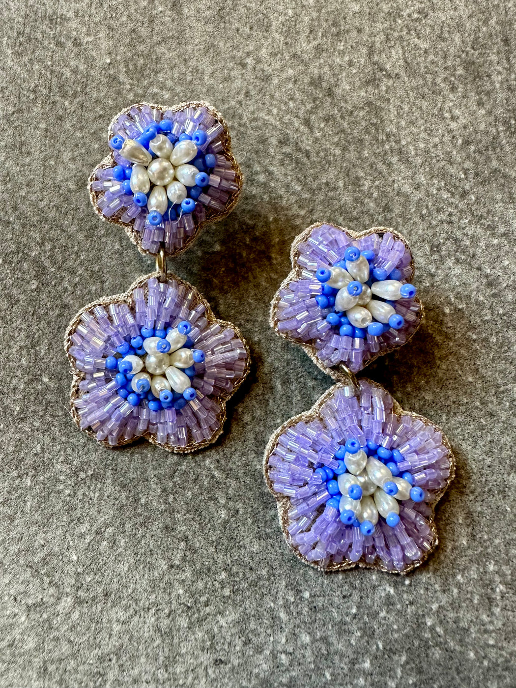 "Violets are Blue" Beaded Earrings