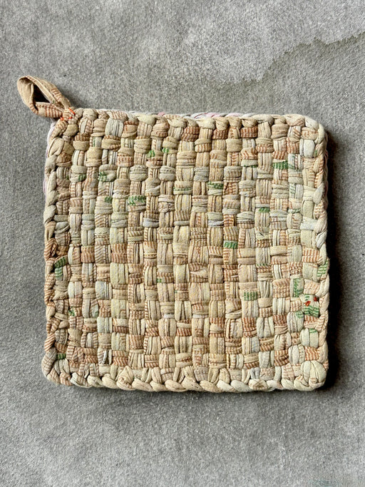 Woven Cotton Sari Potholders - Neutrals