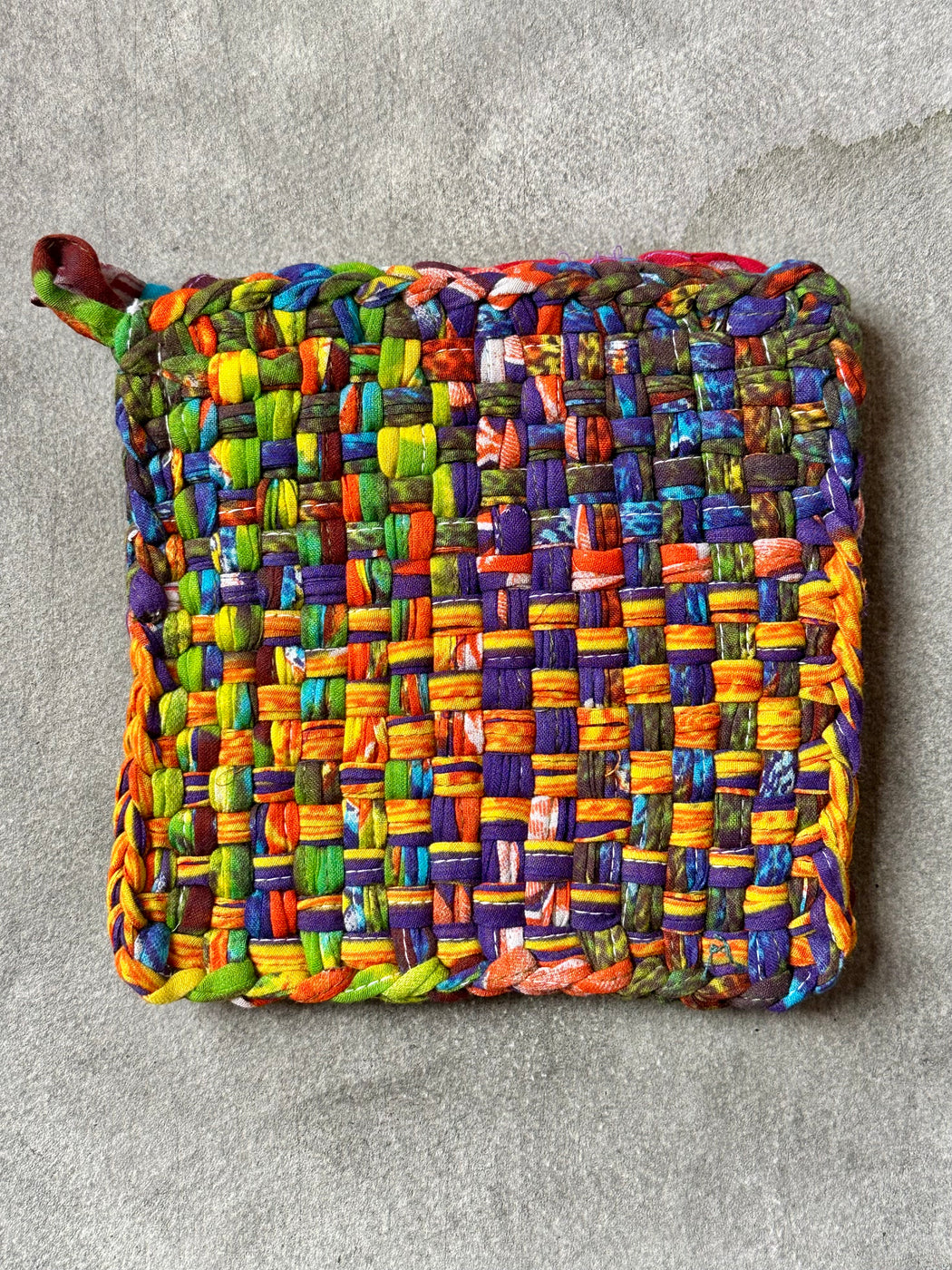 Woven Cotton Sari Potholders - Brights