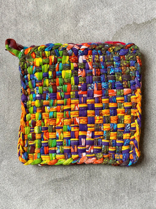 Woven Cotton Sari Potholders - Brights