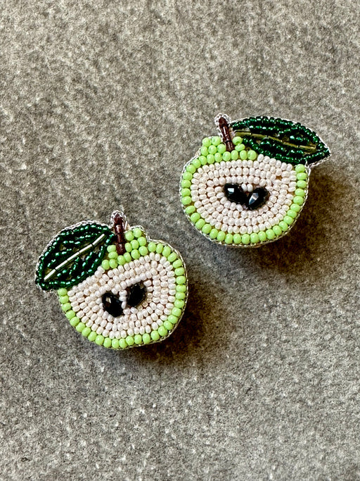 "Little Green Apple" Beaded Earrings
