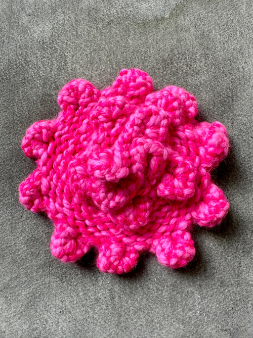 Large "Camelia" Hand-Knitted Brooch by Albo - Pink
