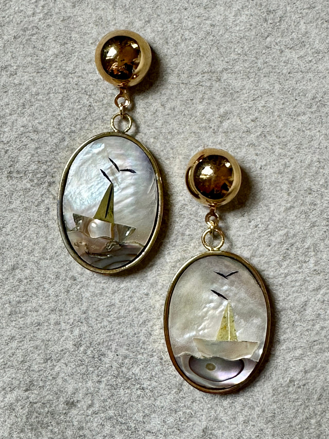 Mother-of-Pearl "Sail Boat" Earrings