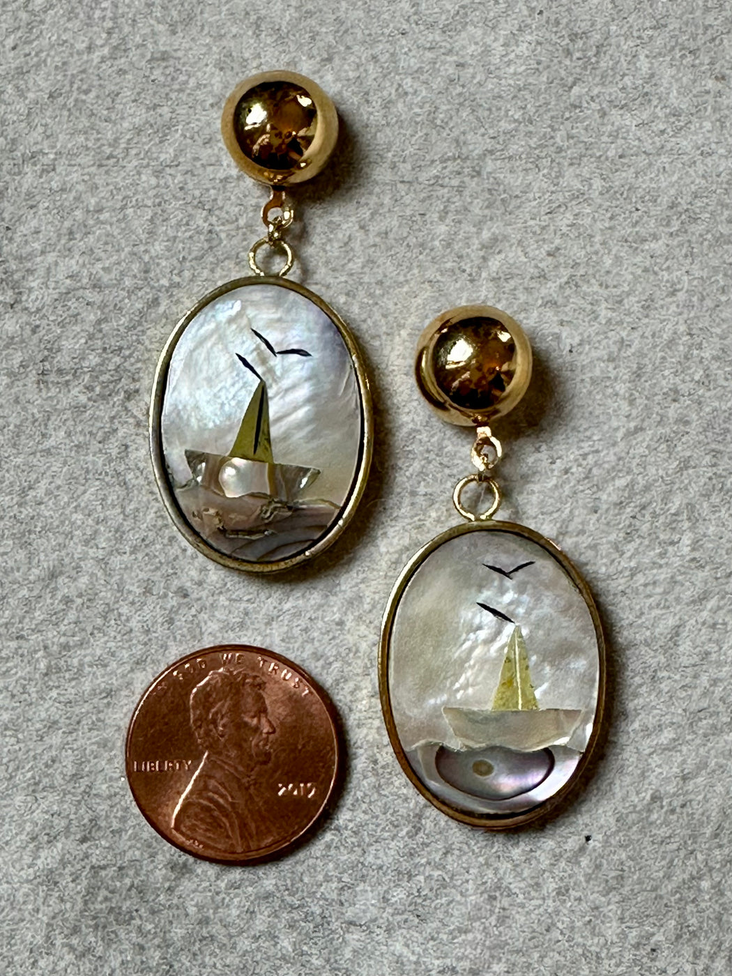 Mother-of-Pearl "Sail Boat" Earrings