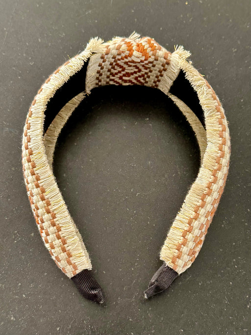 Fringed and Knotted Hairband - Beige