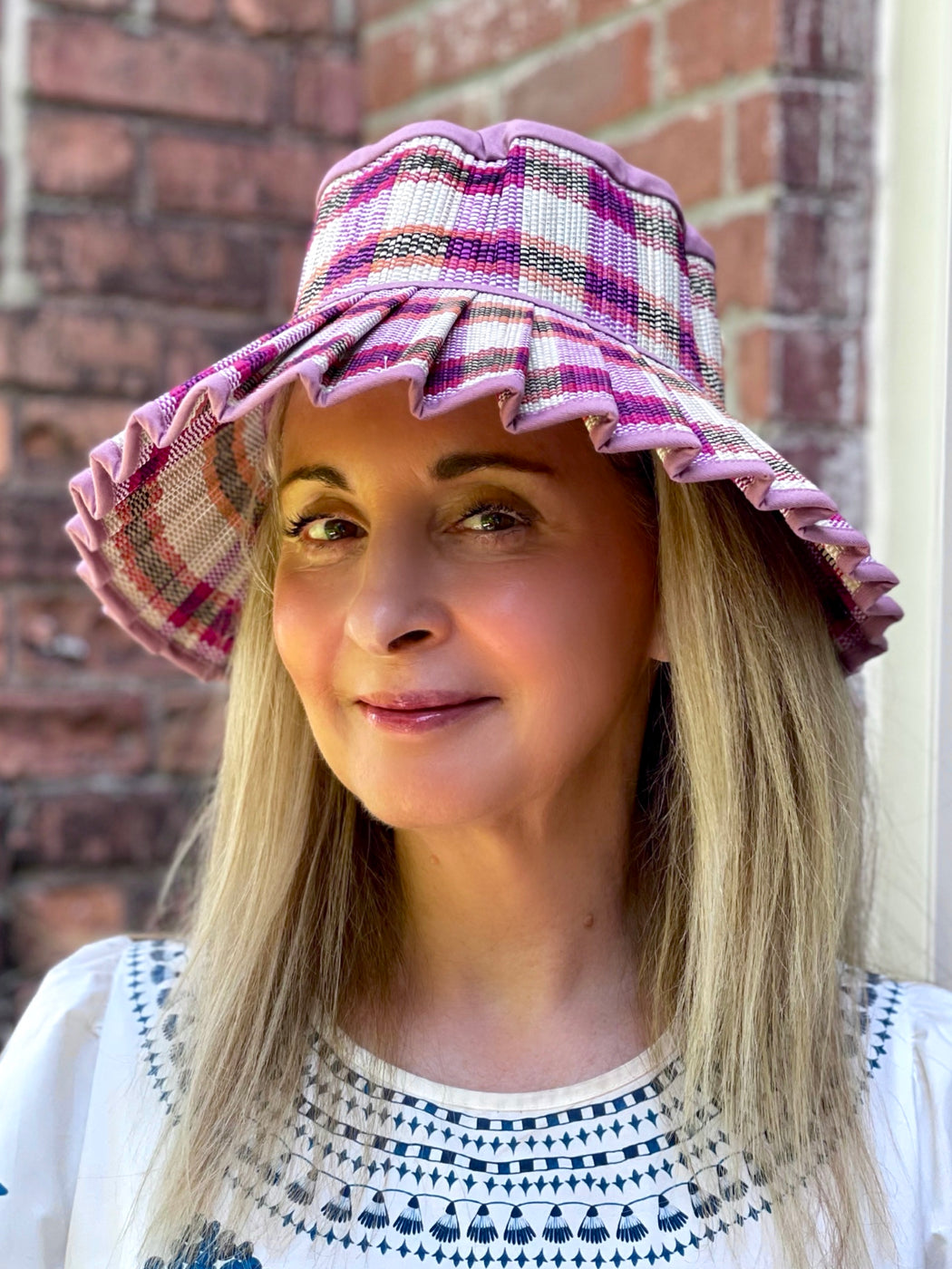 Lorna Murray Folding "Milan" Hat - Hot Pink Check