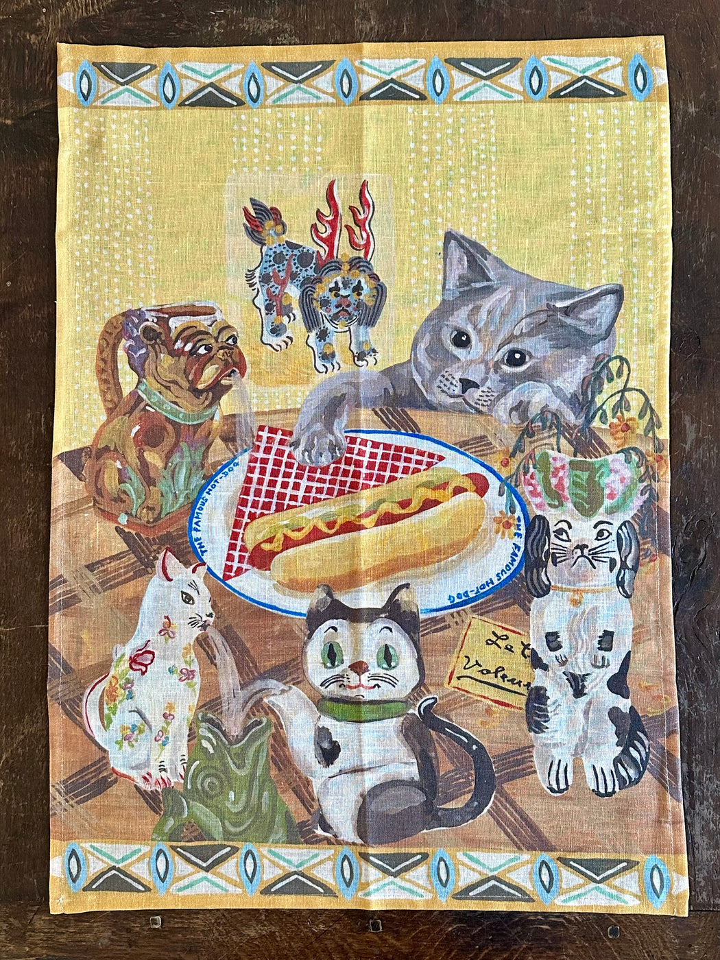 Nathalie Lete "Famous Hot Dog" Linen Tea Towel