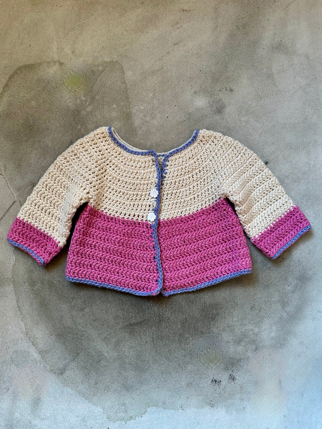 "Orchid" Hand-Crocheted Baby Sweater by Albo