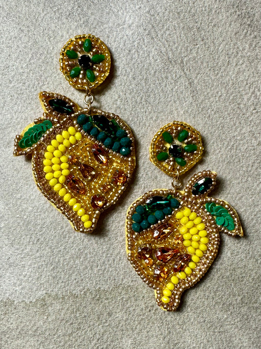 "Lemon" Beaded Earrings