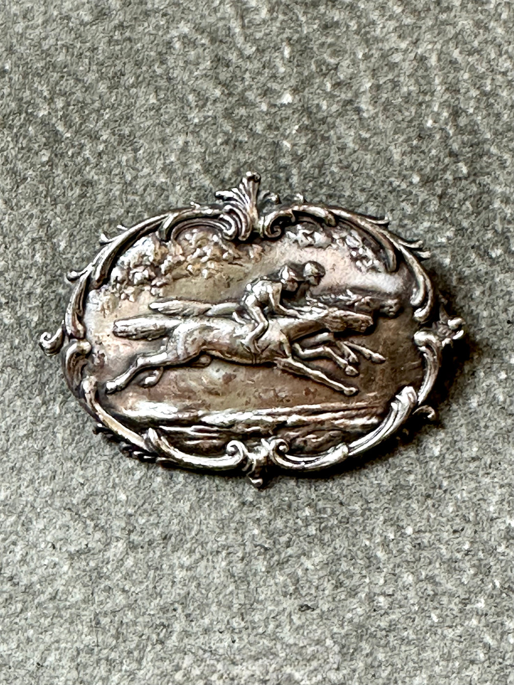 Vintage Sterling Silver "Horse Race" Pin