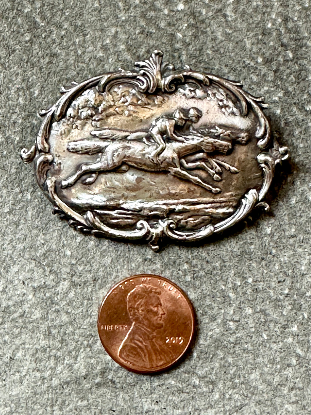 Vintage Sterling Silver "Horse Race" Pin