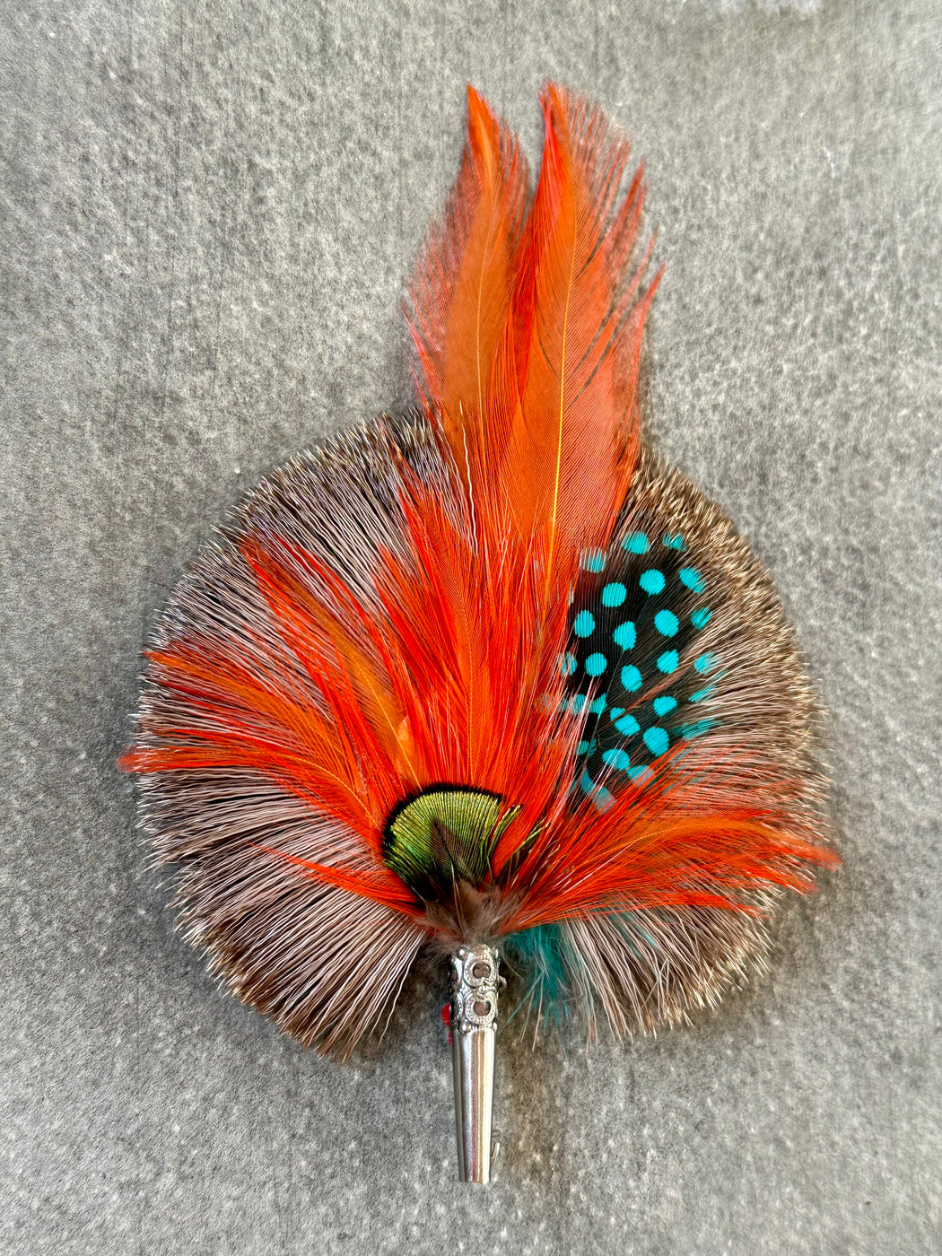 Orange "Round" Feather Brooch by My Bob