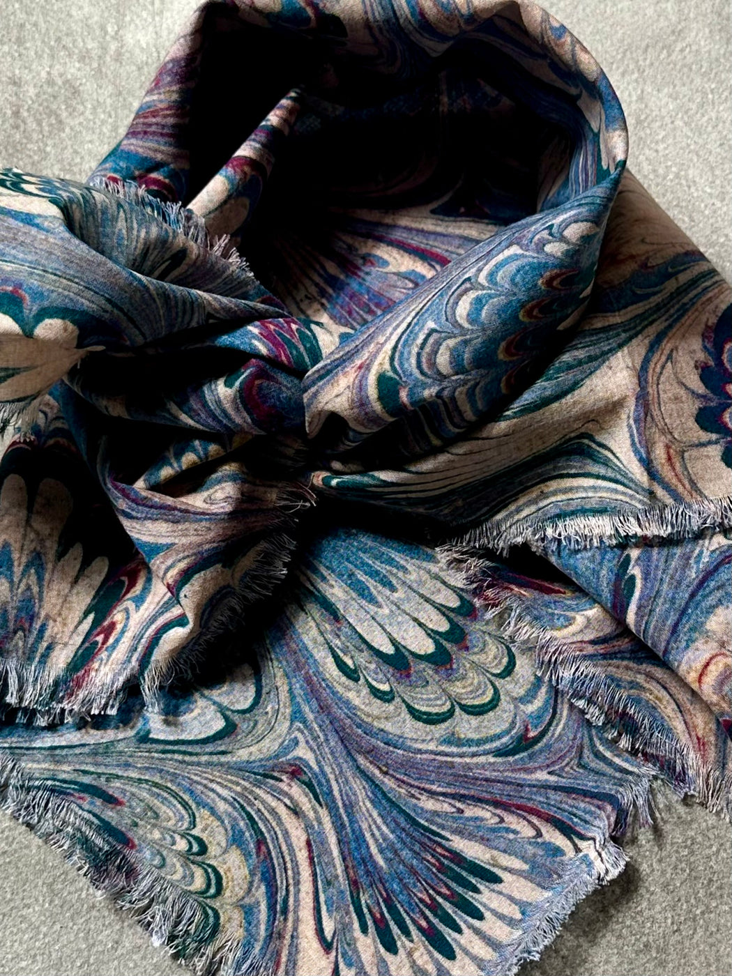 "Marbleized" Cotton Scarf by Siren Song
