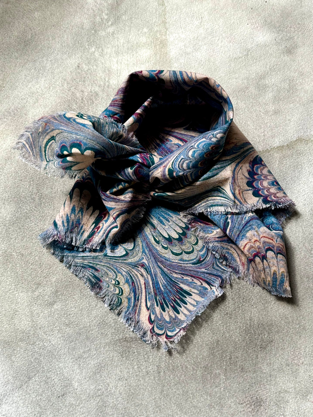 "Marbleized" Cotton Scarf by Siren Song