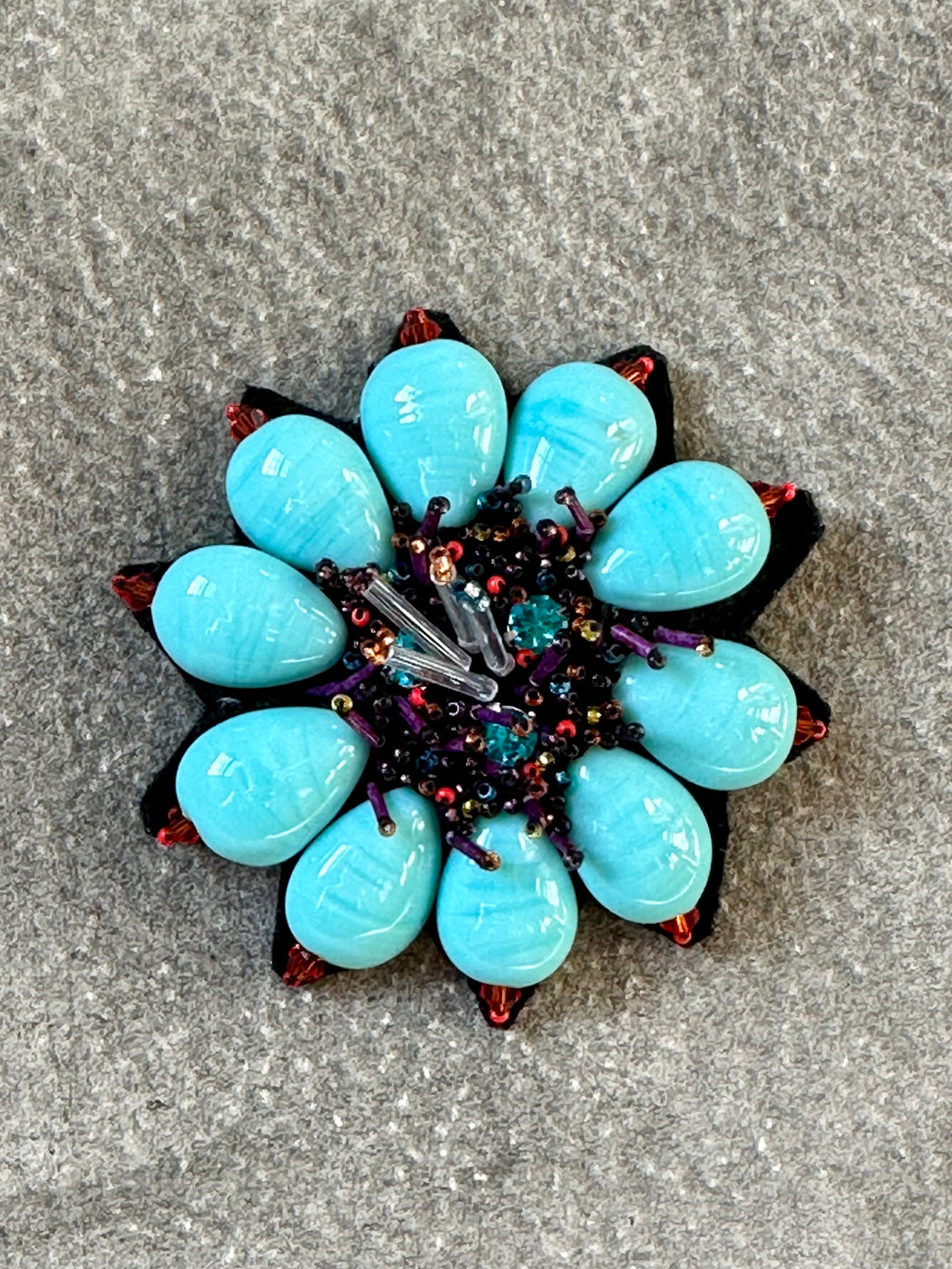"Turquoise" Embroidered Brooch by My Bob