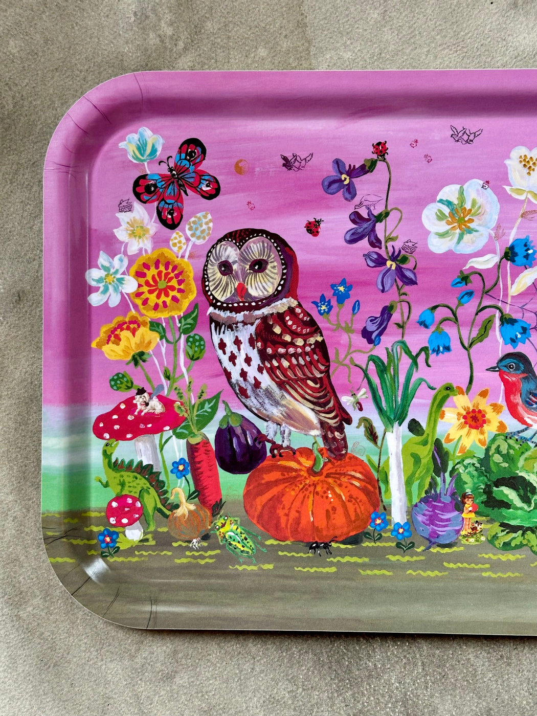 Nathalie Lete "Happy Owl" Birchwood Tray
