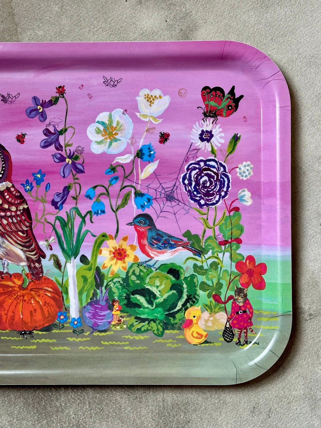 Nathalie Lete "Happy Owl" Birchwood Tray