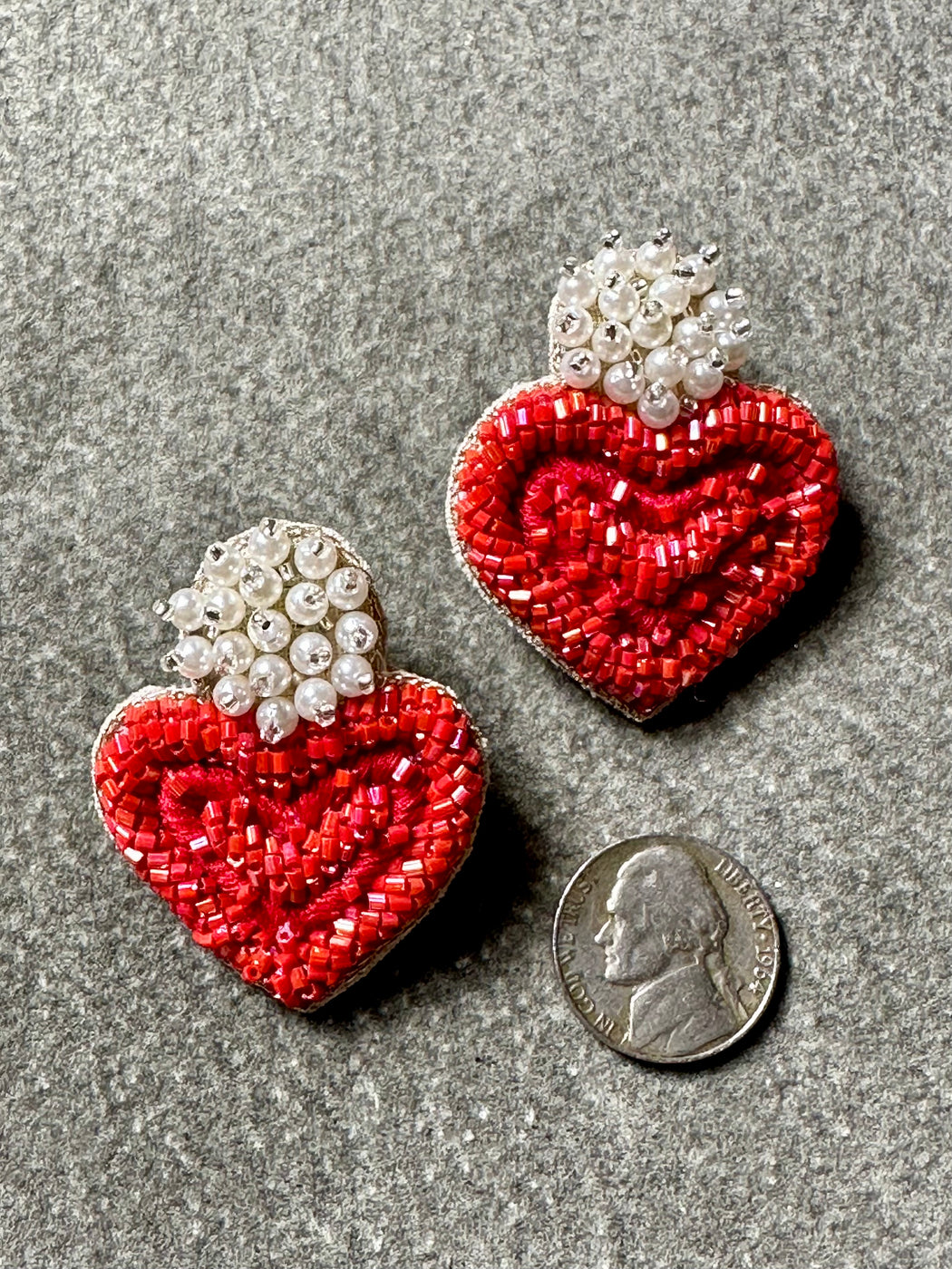 "Pearl Heart" Beaded Earrings