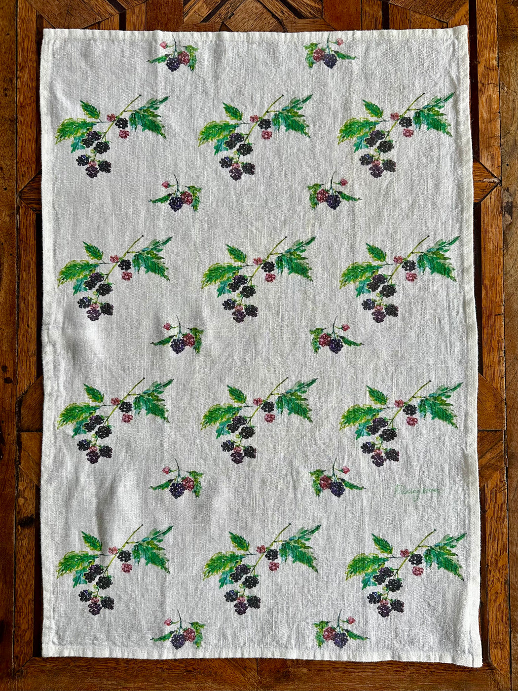 "Blackberries" Linen Tea Towel