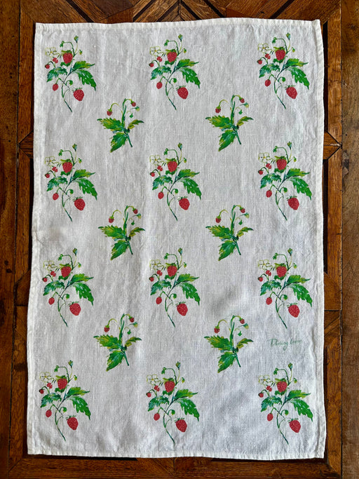 "Wild Strawberries" Linen Tea Towel