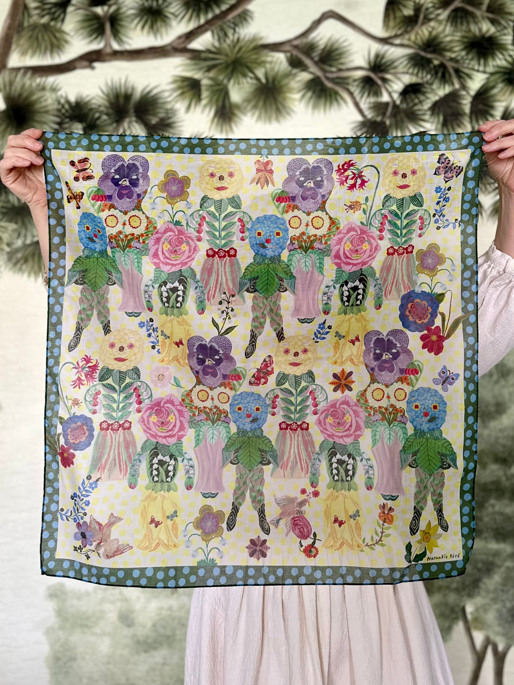 Nathalie Lete "Flower People" Cotton Scarf