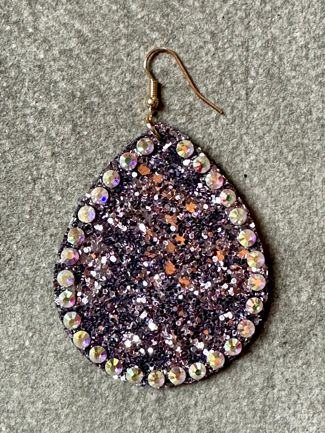 Silver "Glittered Teardrop" Earrings