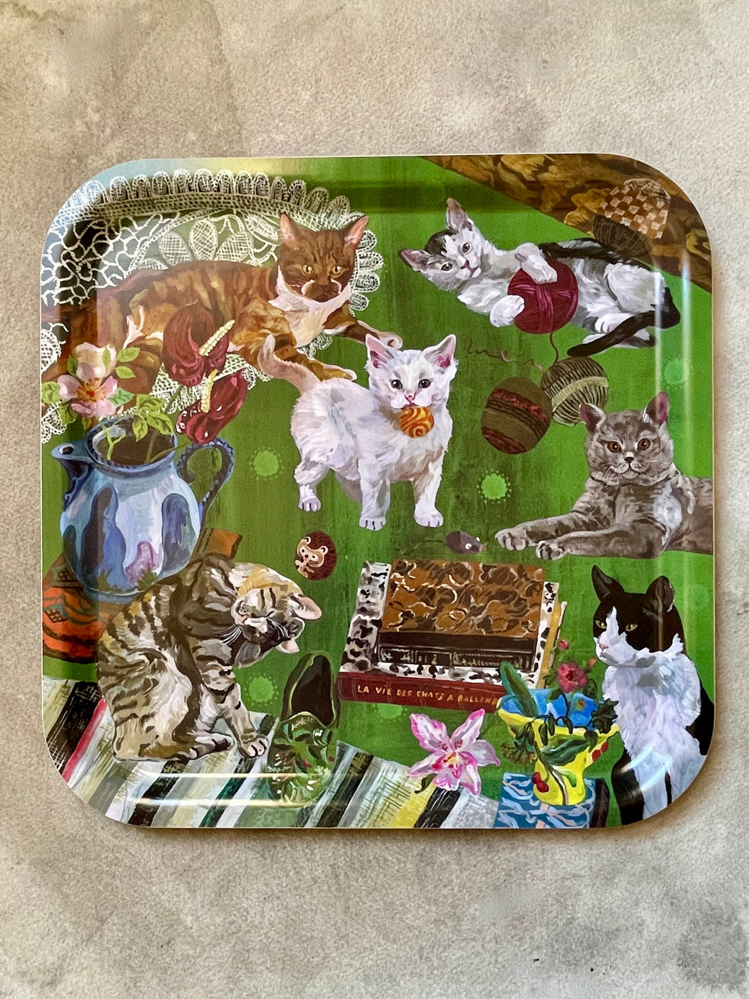 Nathalie Lete "Les Chats" Birchwood Tray
