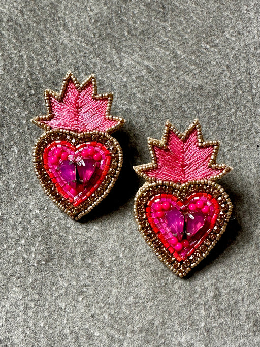"Hearts on Fire" Beaded Earrings