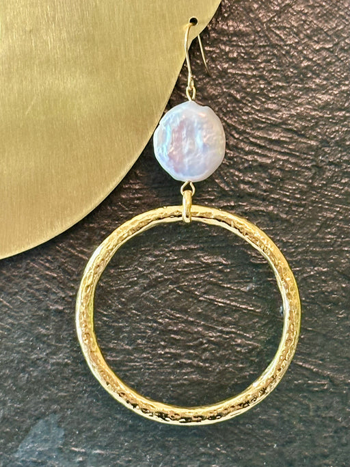 "Pearl Hoop" Drop Earrings by Karine Sultan