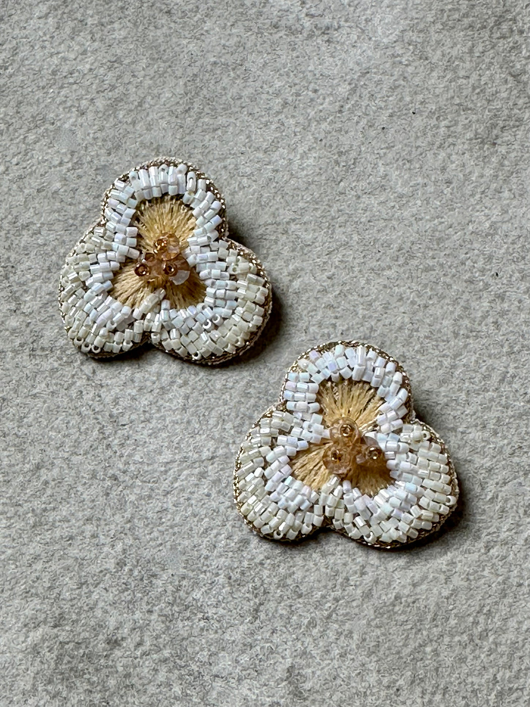 "White Flower" Beaded Earrings