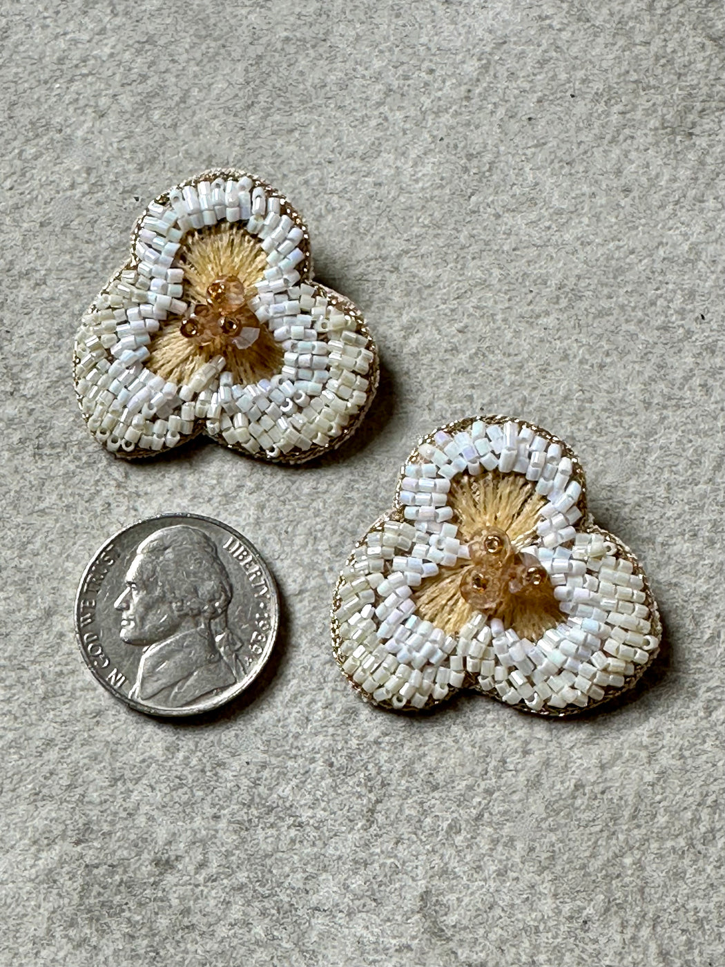 "White Flower" Beaded Earrings