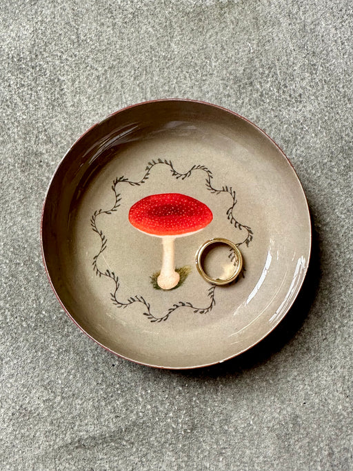 "Mushroom" Enameled Brass Trinket Dish