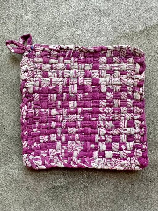 Woven Cotton Sari Potholders - Plum