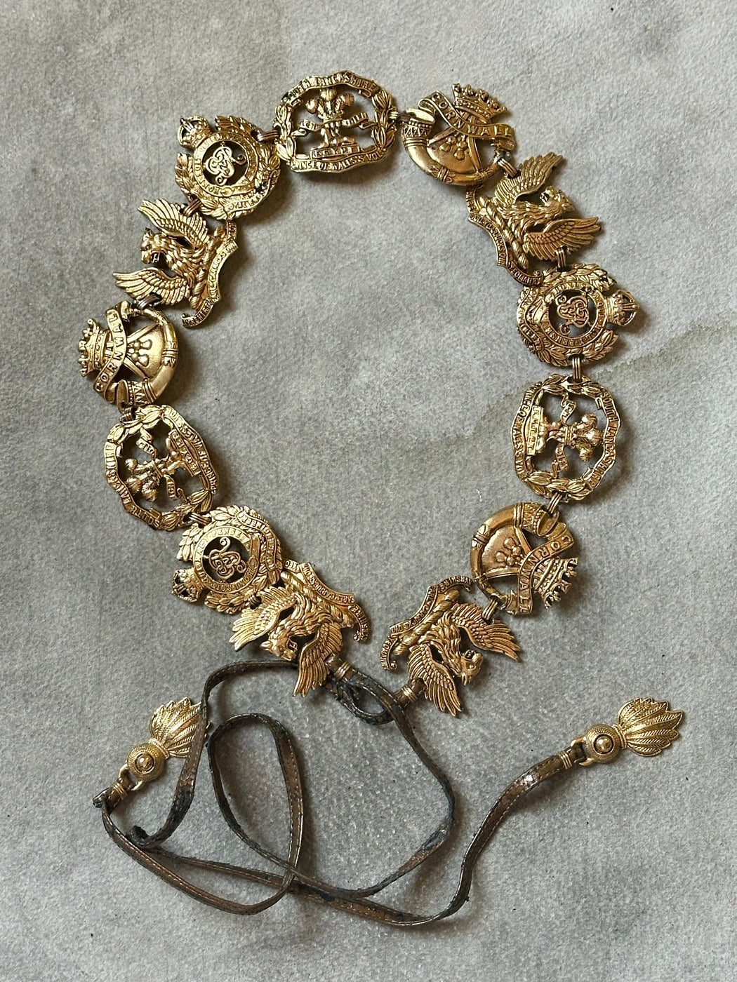 Vintage Gold-Tone Crest Belt