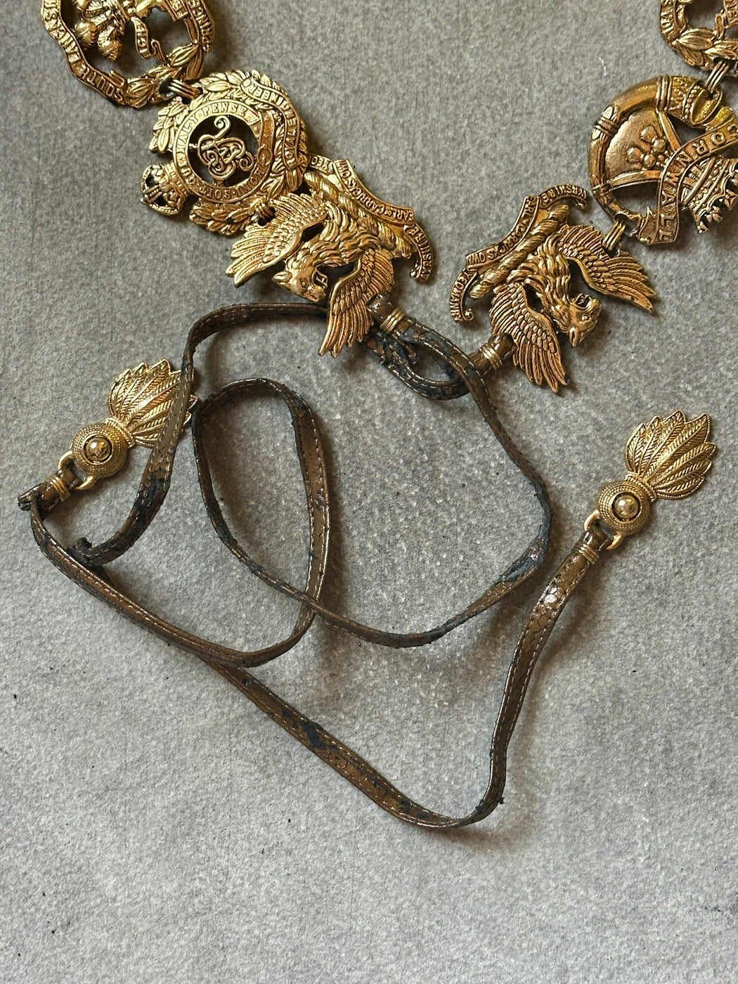 Vintage Gold-Tone Crest Belt