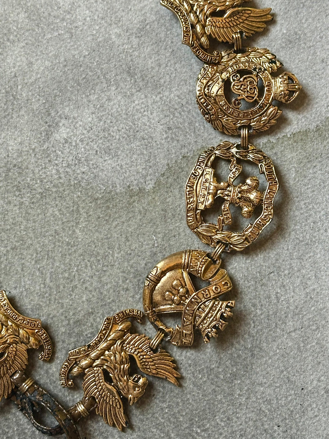 Vintage Gold-Tone Crest Belt