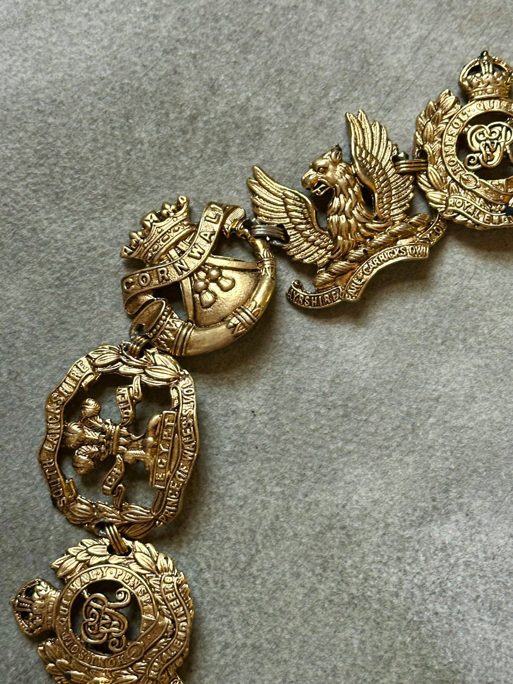 Vintage Gold-Tone Crest Belt