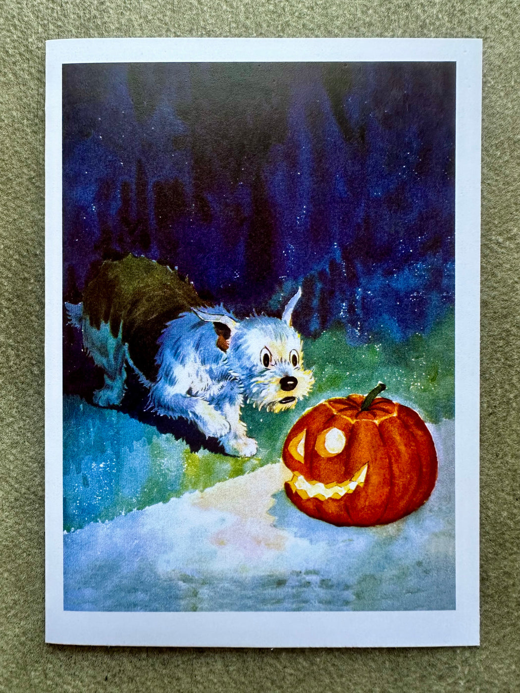 "Dog and Jack-O-Lantern" Card