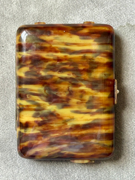 Vintage Celluloid Faux Tortoise Make-up Clutch