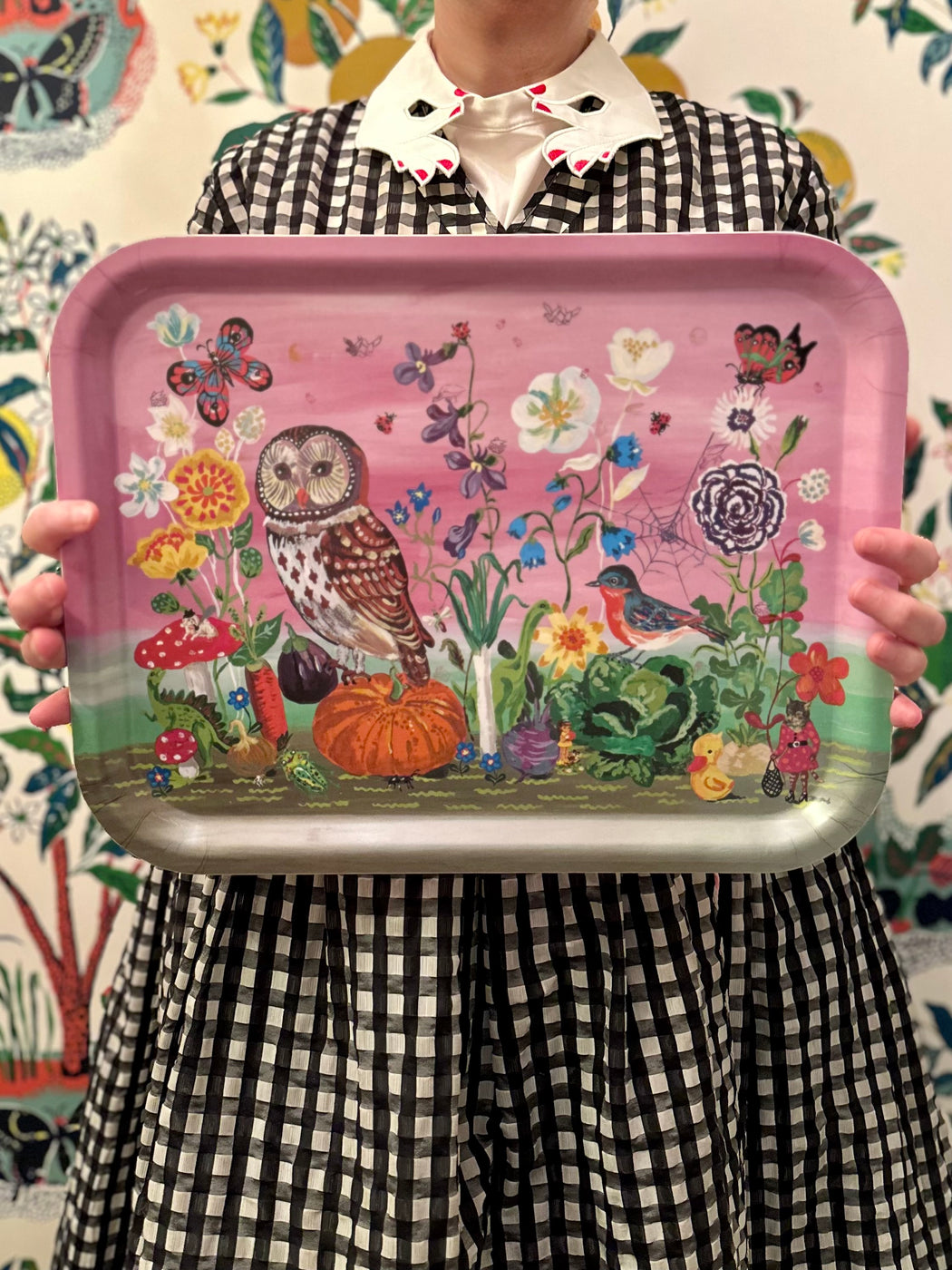 Nathalie Lete "Happy Owl" Birchwood Tray