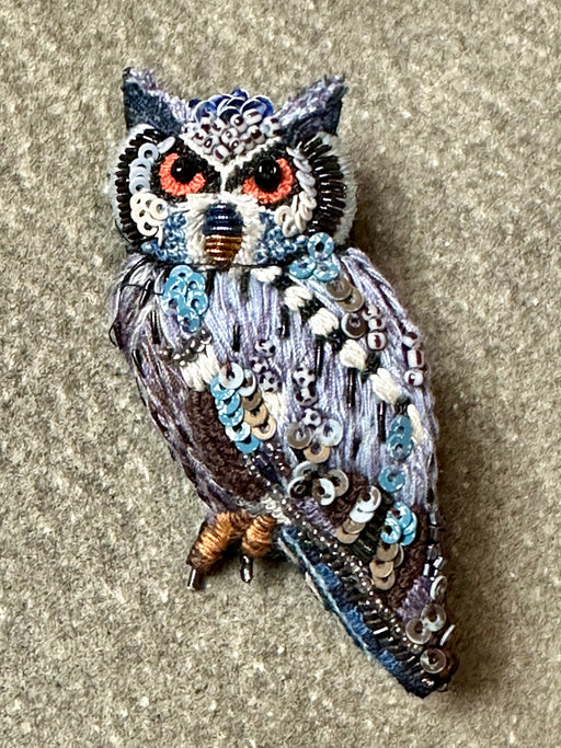 "White Faced Owl" Brooch by Trovelore