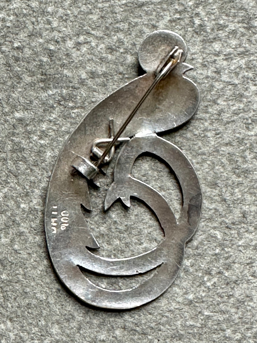 Vintage Sterling Silver "Peacock" Pin