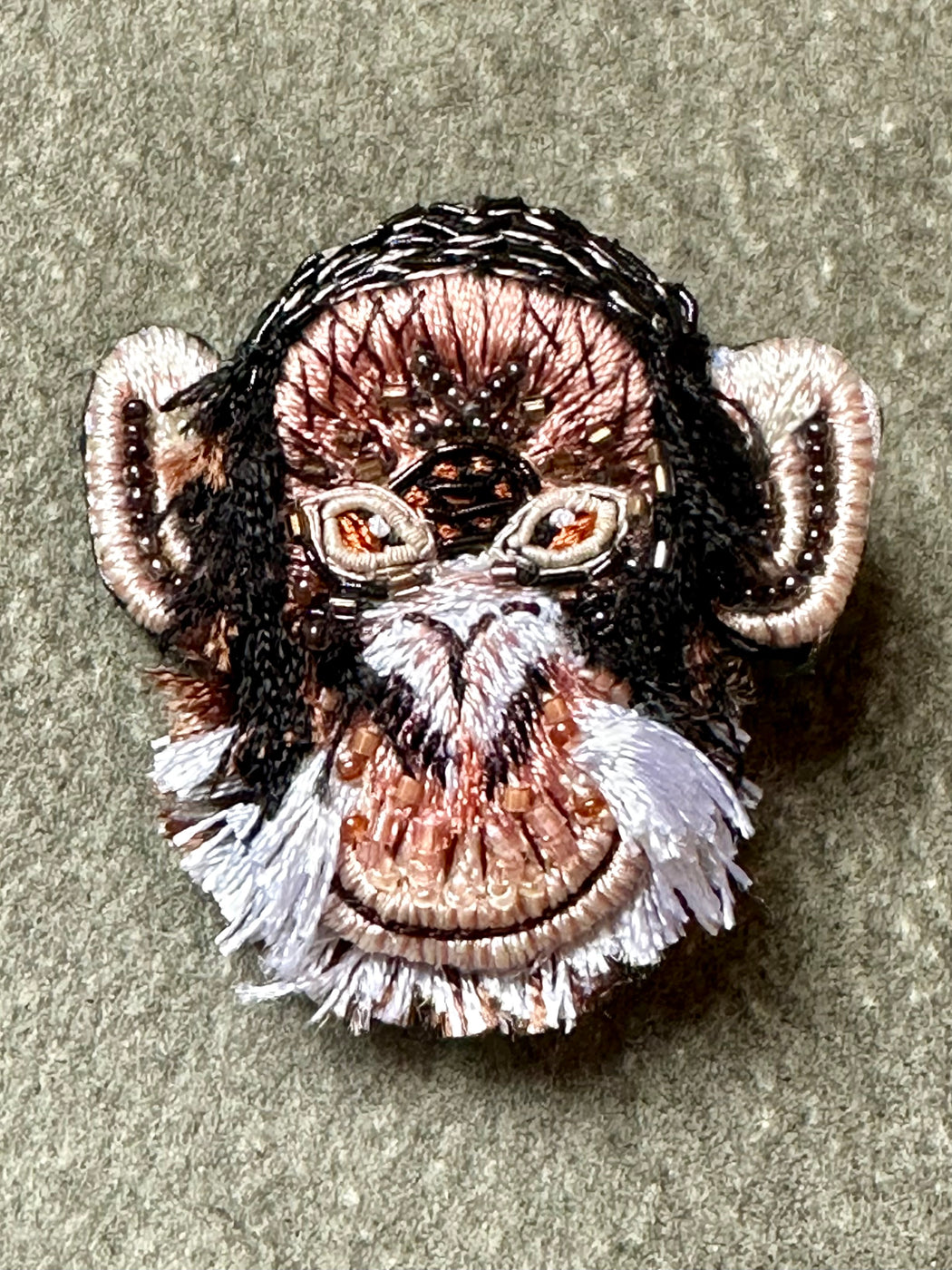 "Happy Chimp" Brooch by Trovelore