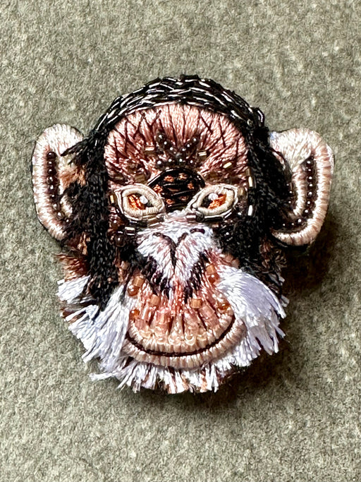 "Happy Chimp" Brooch by Trovelore