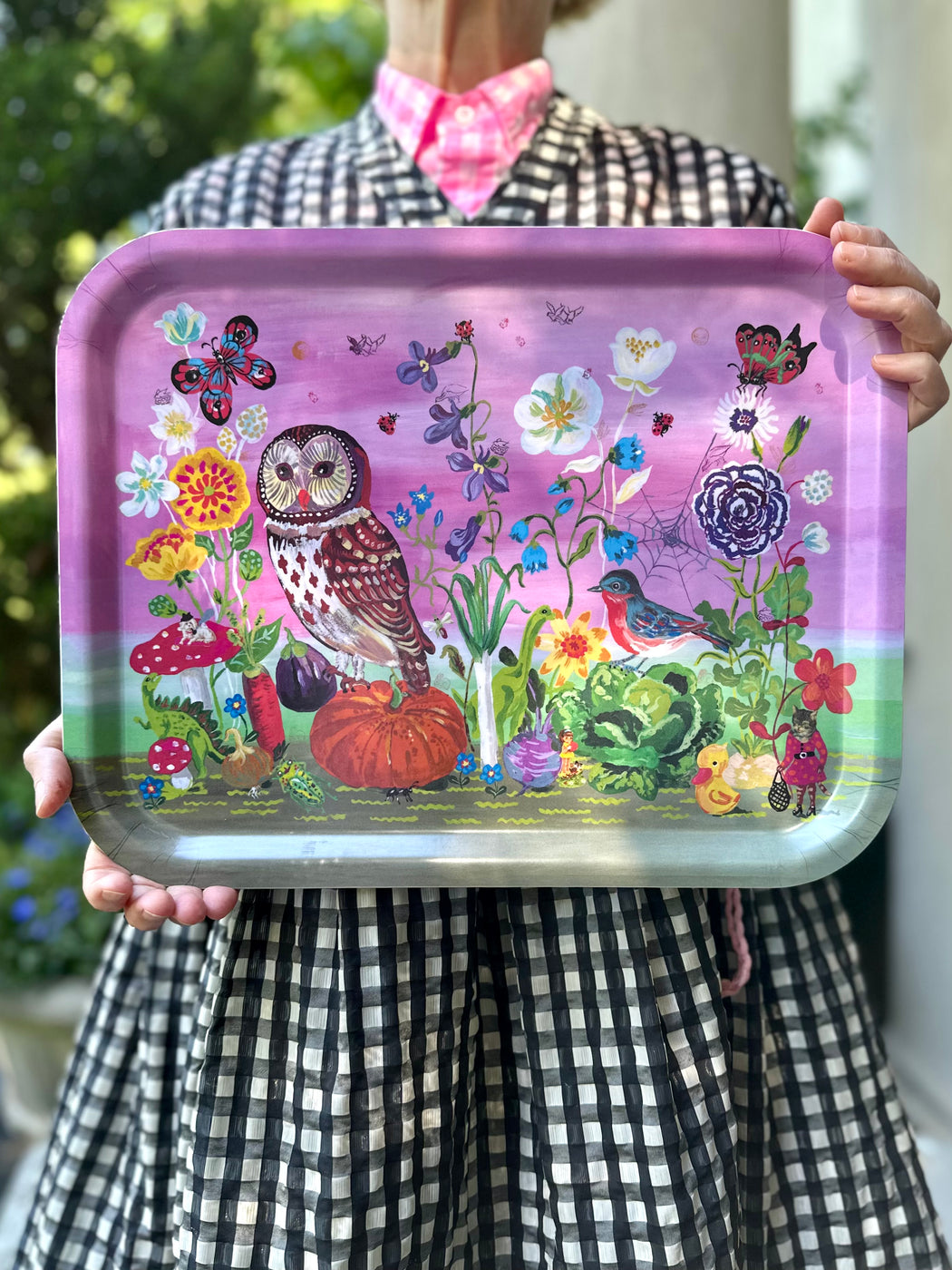 Nathalie Lete "Happy Owl" Birchwood Tray