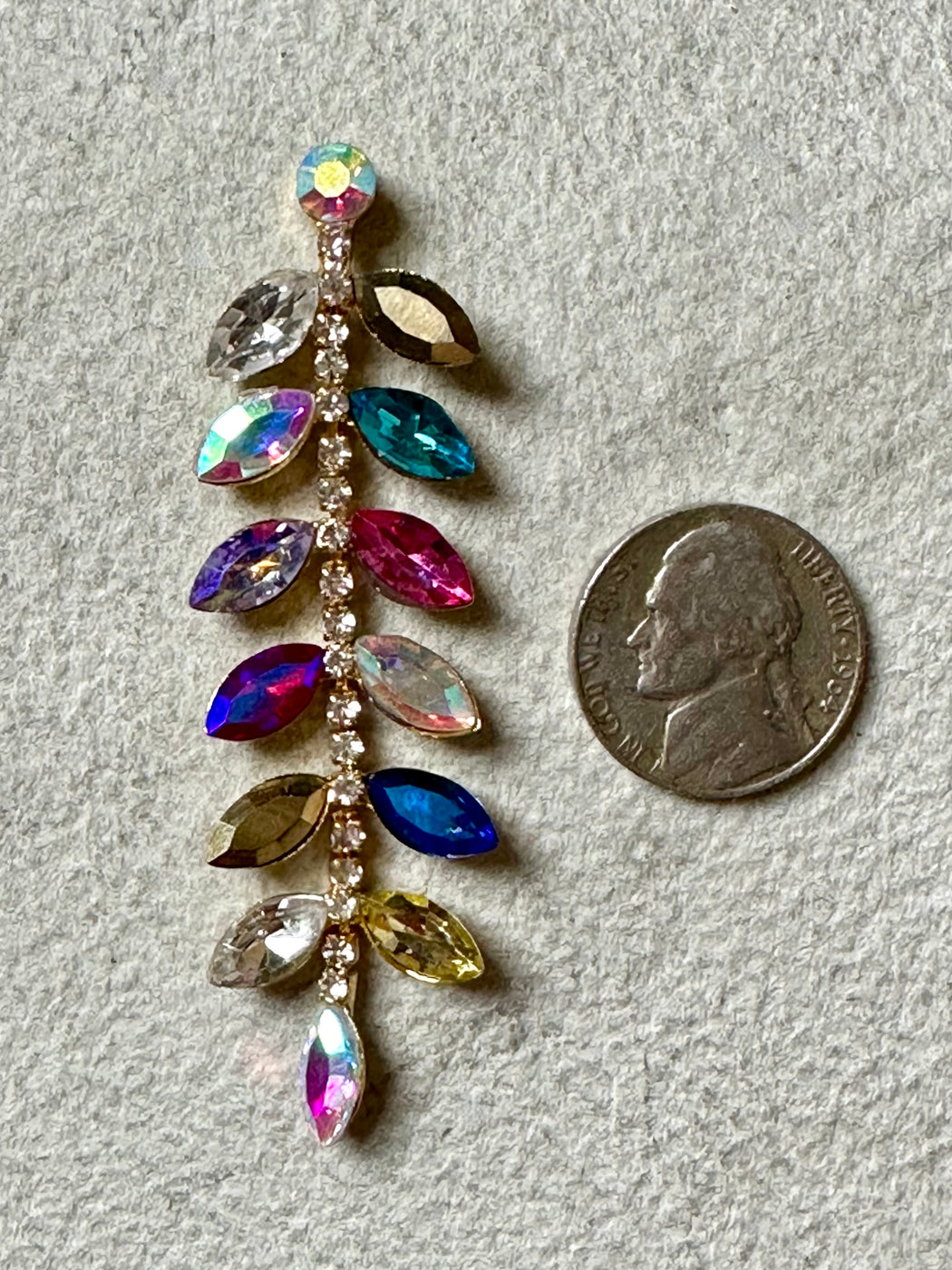 "Rainbow Feather" Rhinestone Earrings