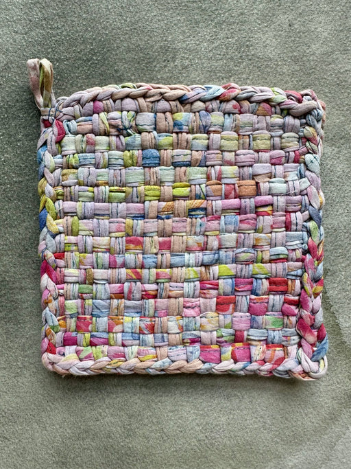 Woven Cotton Sari Potholders - Pastels