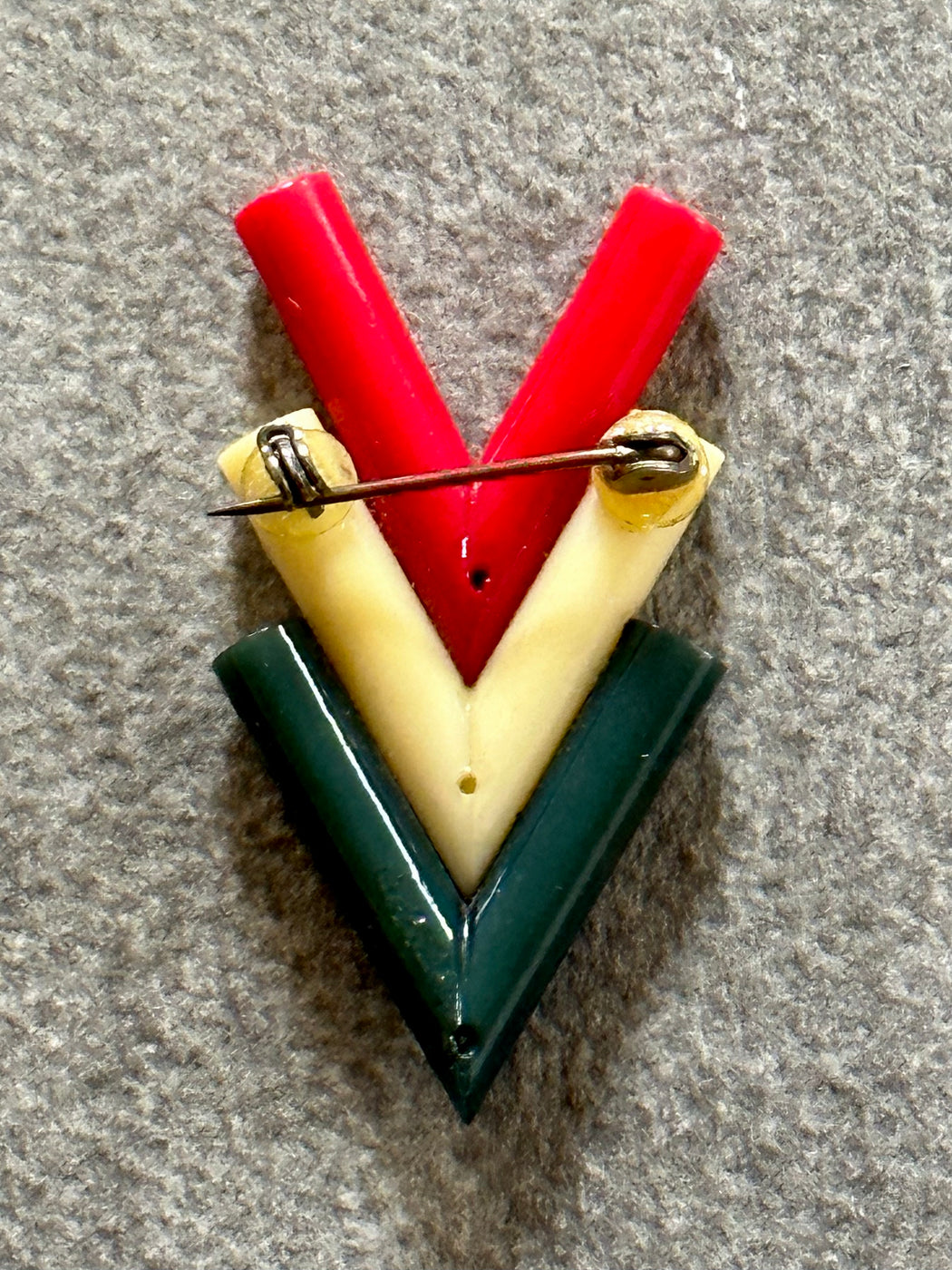 Vintage "V for Victory" Celluloid and Rhinestone Brooch