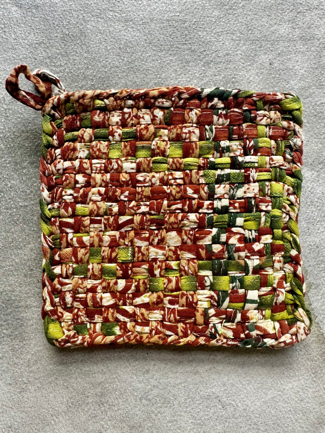 Woven Cotton Sari Potholders - Browns