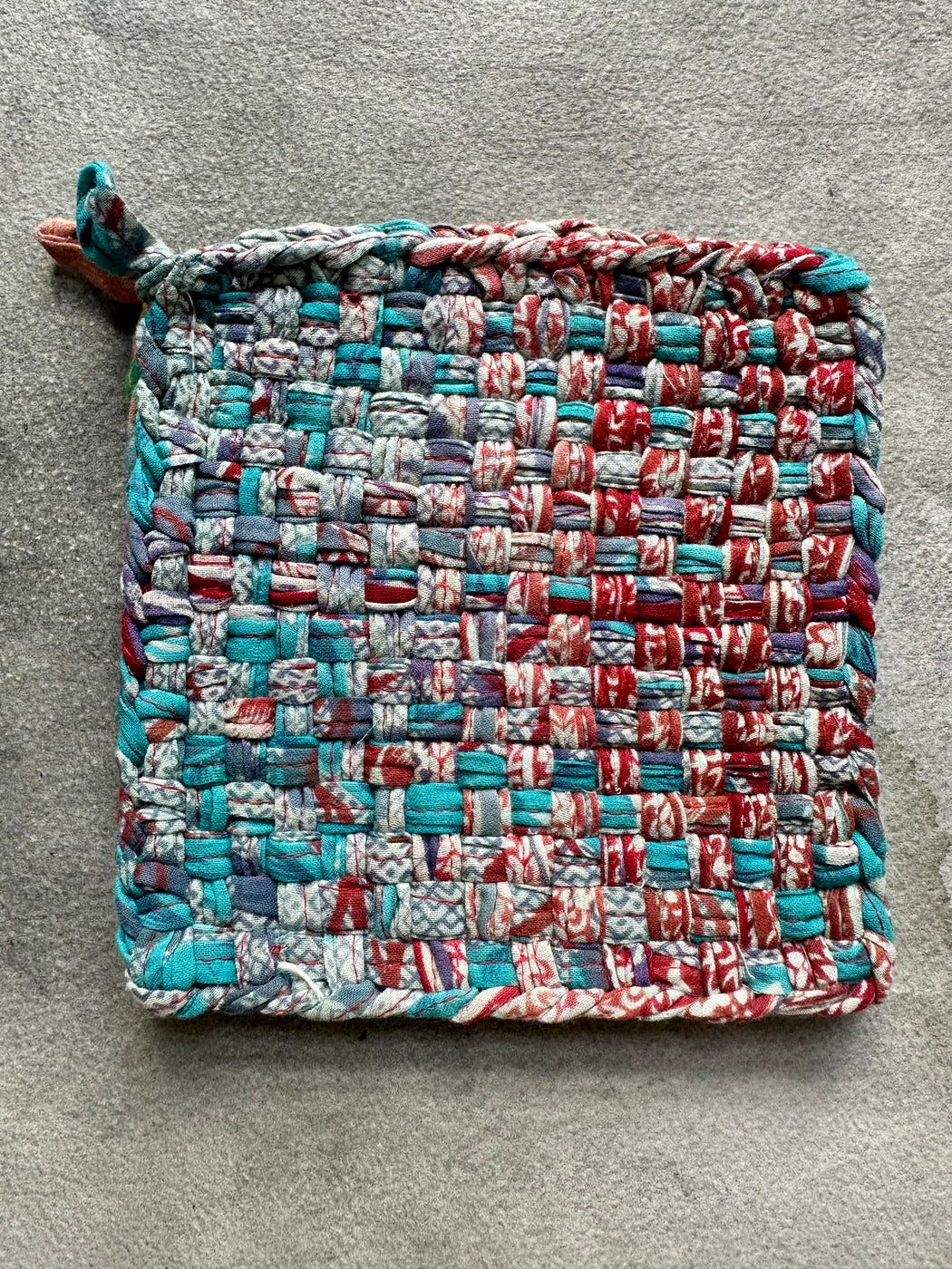 Woven Cotton Sari Potholders - Blues